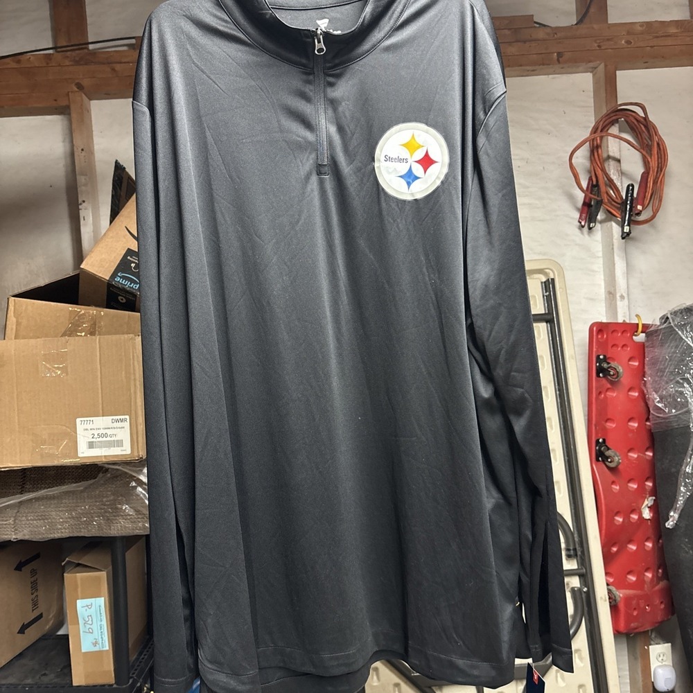 Men's Fanatics Black Pittsburgh Steelers Long Sleeved Quarter-Zip Top Sz 2X